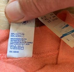 Vintage Tultex Sweatshirt Blank Large Raglan Coral Salmon NWT Spot