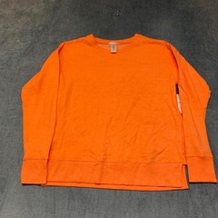 Jockey Sweatshirt Mens Medium Orange Rayon Stretch Side Slit Cozy Fleece Lined