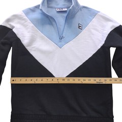 FILA sweatshirt Men M slim/knit+fleece/3 color block/long sleeves/1/4 zip/logo