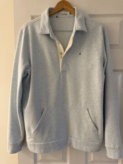 Criquet Collared Sweatshirt Men’s Large Heather Ice Blue Cotton Stretch Fleece
