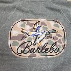 Burlebo Hoodie Sweatshirt Mens XL Gray Pullover Fleece Duck Camo Back Graphic