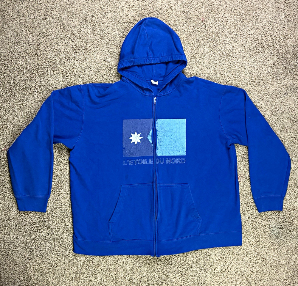Blue L’Etoile Du Nord zip up hoodie size XL