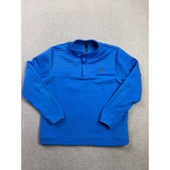 Adidas Mens Blue Quilted Fleece 1/4 Zip Pullover Mock Neck Jacket XL