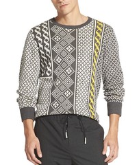 DKNY Fair Isle Patterned Sweater 2XL XX-Large Gray Yellow Sweatshirt Scottish