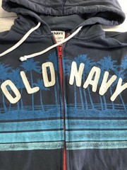 Old Navy Hoodie Sweatshirt Mens Small Blue Palm Tree Graphic Full Zip Front