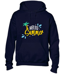 HELLO SUMMER HOODY HOODIE HOLIDAY BEACH CASUAL CLOTHING TOP COOL SLOGAN FUNNY