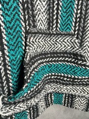Baja Joe Woven Jerga Blue/White Black Pullover Hoodie Sweatshirt Size S