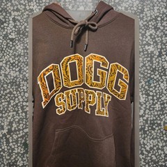 Dogg Supply, Snoop Dogg Mens Brown Orange Paisley Logo Hoodie Sweatshirt Large