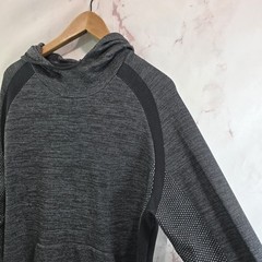 Huckberry Proof Hoodie Mens Large Gray Knit Pullover Sweatshirt Rayon Tech
