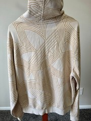 Men’s Adidas Original Athletic Club Allover Print Hoodie Cream/Tan Size M