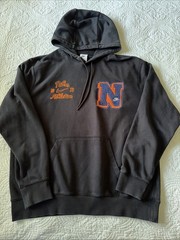 Nike Club Fleece French Terry Hoodie, Varsity Style Letter N – Men’s Large, BLK