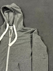 Reflex Hoodie Mens Medium Heather Gray Cotton Stretch Ribbed Trim Full Zip