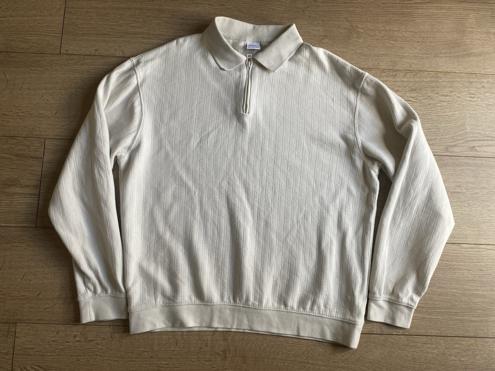 Zara Men’s 1/4 Zip Beige Jumper Sweatshirt Size Medium Chest 44″