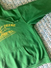 Vintage John Deere Moline Illinois Old Logo Green Hoodie Size Large