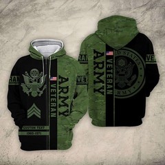 Customized US Veteran Proudly Served Hoodie Pullover Green For Fan