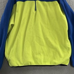 Nautica Competition Mens Fleece Blue Green Large 1/4 Zip USA Made 100% Polyester