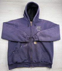 Vtg Carhartt J149 Jacket Full Zip Thermal Lined Faded Distressed Paint Marks L