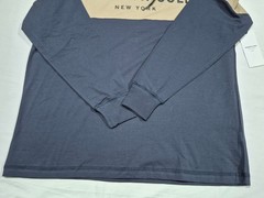 Kenneth Cole New York Long Sleeve Hoodie Shirt – White/Navy/Brown Core Spring