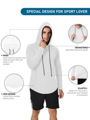 Men Athletic Shirt Workout Running Long Sleeve Shirt Hoods hoodie Quick Dry Cool