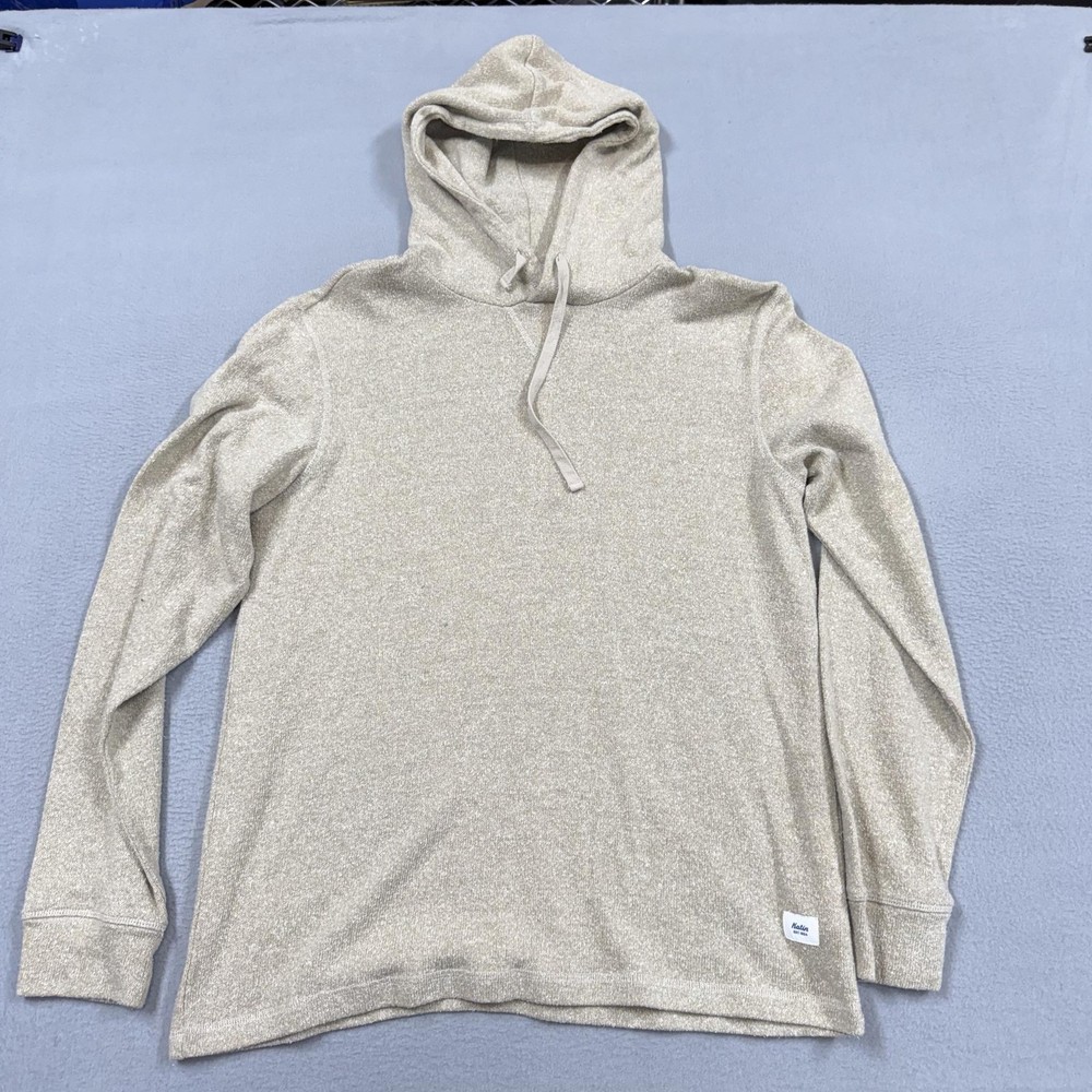 Katin Hoodie Mens Medium Beige Lightweight Knit Pullover Solid Logo All Season