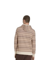 Hurley Mens Medium Bristlecone Stripe Terry Pullover Hoodie Brown Beige Hooded