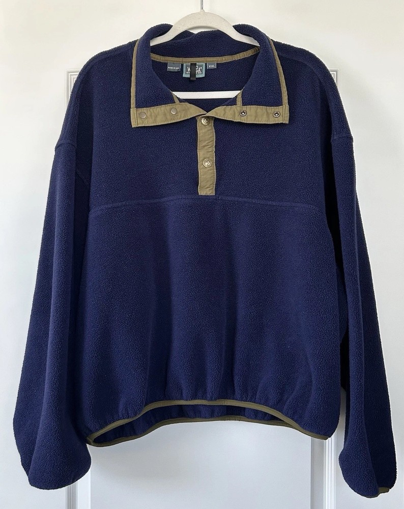 Vtg Woolrich Fleece 1/4 Snap Sweatshirt Jacket Mens Sz XXL Purple Green Gorpcore