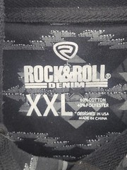 Rock and Roll Denim Hoodie Mens XXS Black Gray Aztec Tribal Sweatshirt Pocket