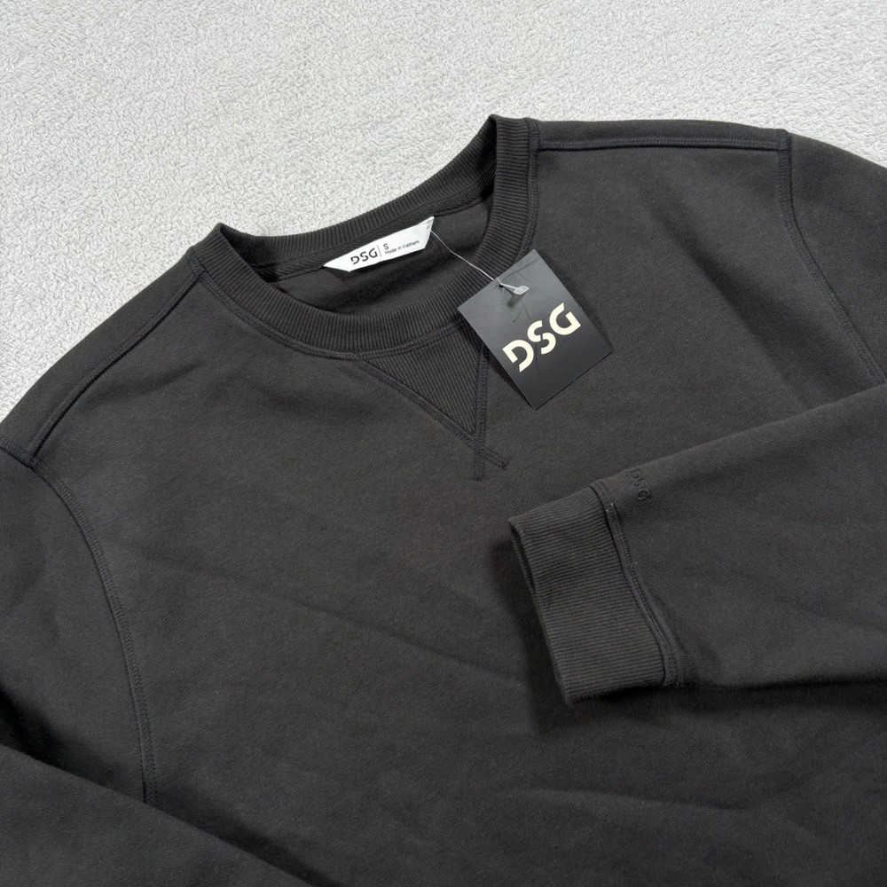 DSG Mens Classic Fleece Crewneck Sweatshirt Pure Black S DSG-MHT