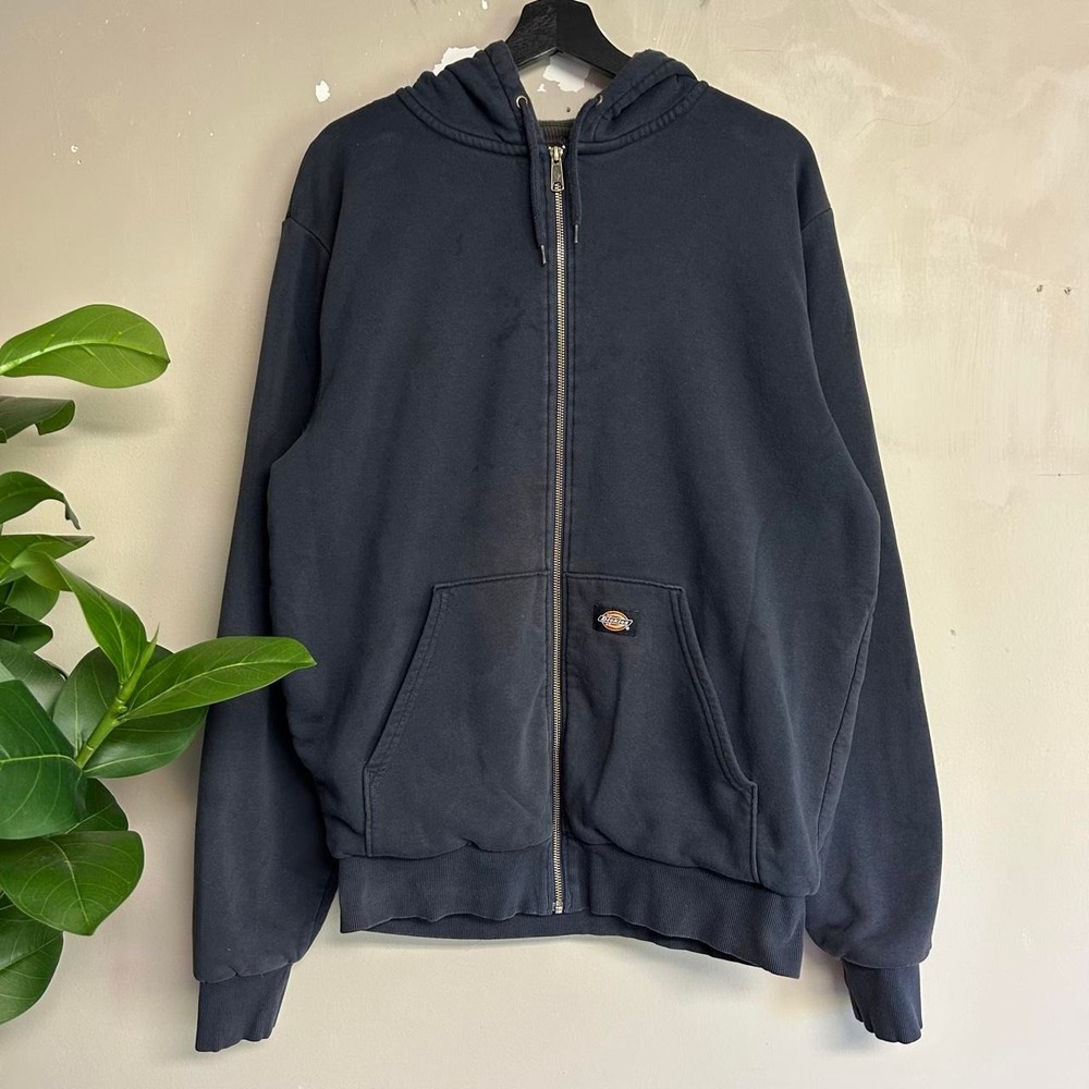 Vintage Dickies Faded Navy Thermal Lined Zip Up Hoodie Mens XL 2000s Workwear
