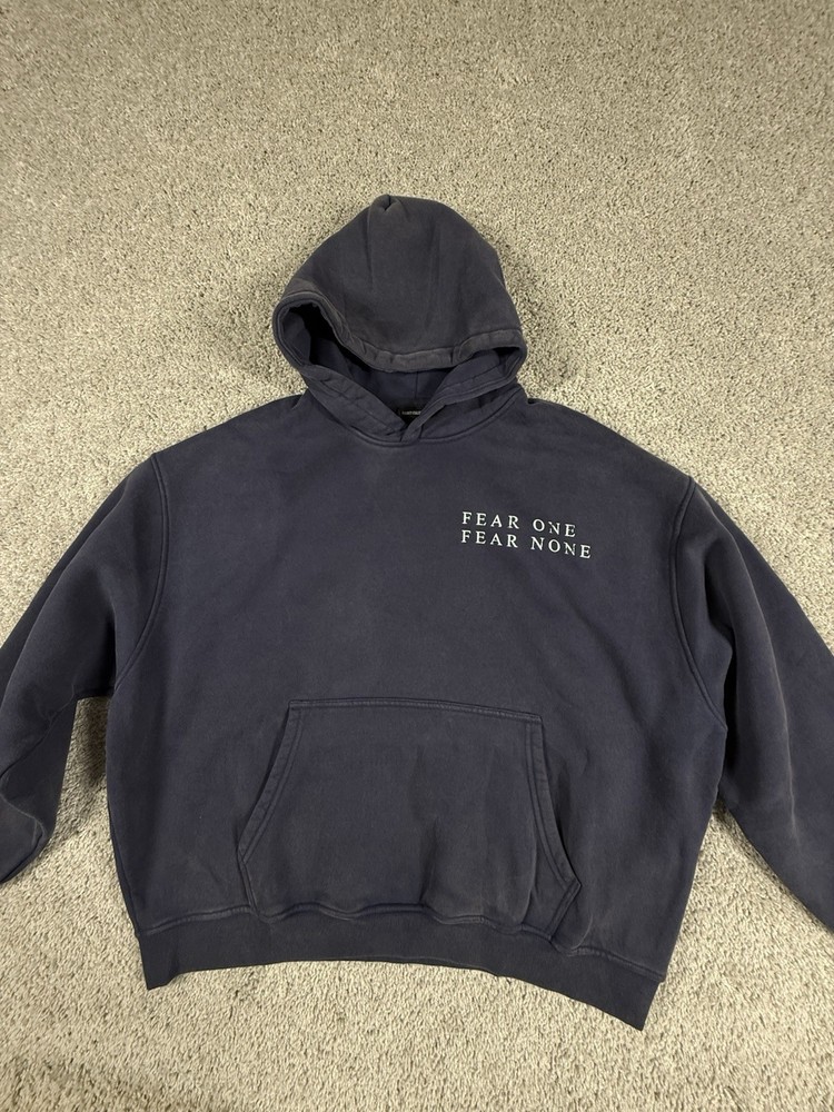 NWOT Streetwear Hoodie Fear One Fear None Premium Heavyweight Size Large Navy
