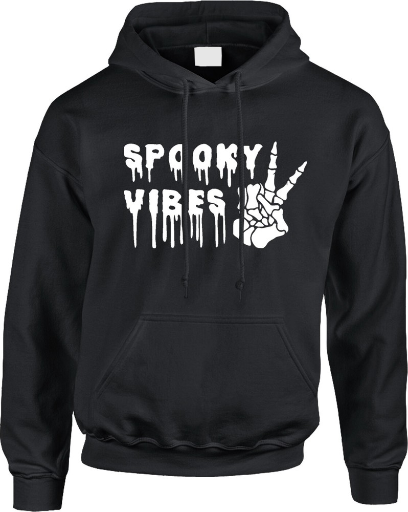Spooky Vibes Trick Or Treat Halloween Costume Party Skeleton Saying Mens Hoodie