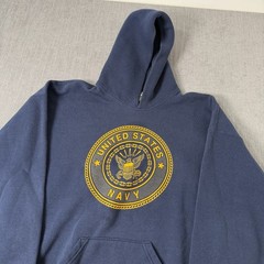 Vintage US Navy Hoodie Mens XL Blue Sweatshirt United States Logo Graphic