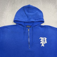 Polo Ralph Lauren Hoodie 1/4 Zip Pullover Mens Size 2XB 2XL Sapphire Blue Felt P