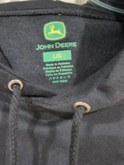 John Deere Pullover Hoodie Sweatshirt Navy Kangaroo Pouch Size Large NWT