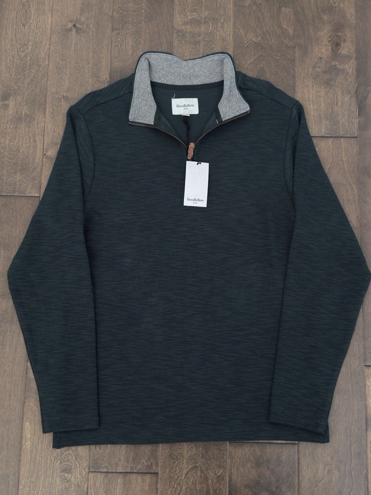 NWT Goodfellow & Co Mens Green Quarter Zip Pullover Size Small Cotton Blend