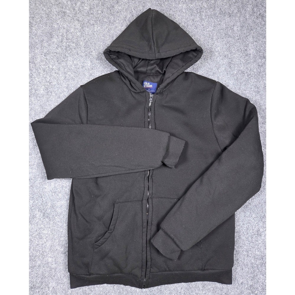 Cold Storage Zip Up Hoodie Mens Large Black Long Sleeve Insulated Sweatshirt