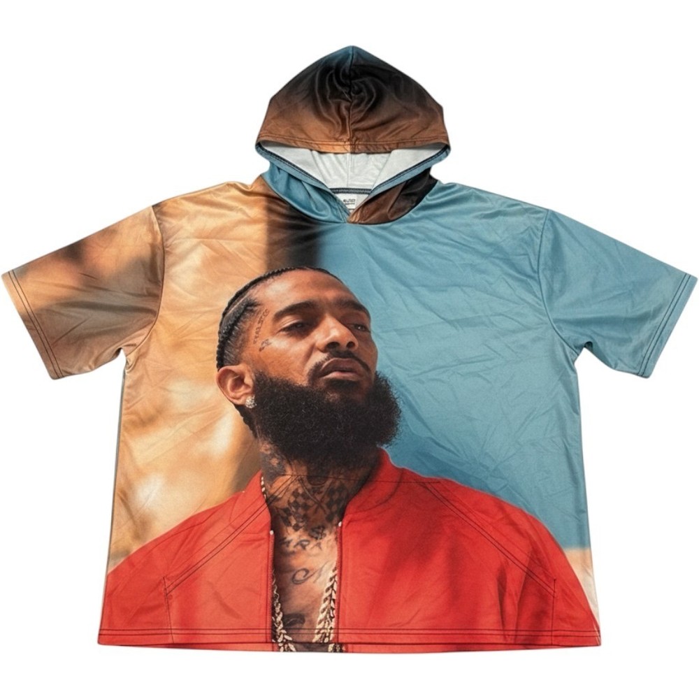 Nipsey Hussle Graphic Hoodie XXL Polyester Streetwear Rap Tee Hip Hop Tribute