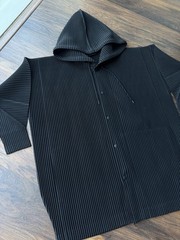 Homme Plisse Issey Miyake Pleated Hooded Longline | Black | Size 3 / Medium