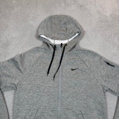 Nike Therma-FIT Hoodie Mens Large Tall Gray Heather Full Zip Fleece Jacket L