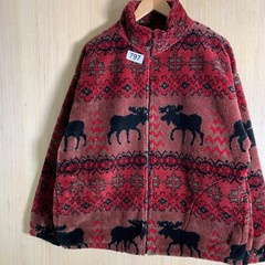 For Seasons Sweater Adult Size Large Red Long Sleeve Men’s Fleece Zip Up