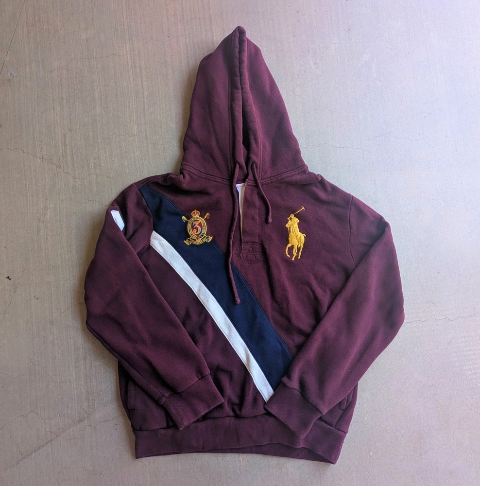 Polo Ralph Lauren Crest Big Pony Hoodie Burgundy Red Medium