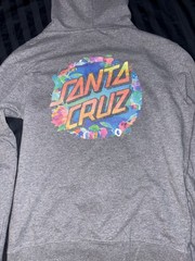 Santa Cruz Gray Teens S Full Zip Hooded Hoodie Graphic Print Pockets