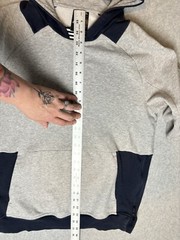 Adidas Men’s S2S Kangaroo Grey Blue Pullover Hoodie Sweatshirt Zip Sides Small