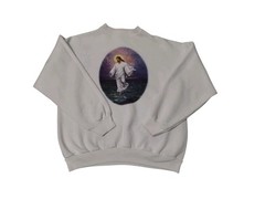 Vintage Made In USA Y2K Jesus T Crewneck Sweatshirt Size Large Walking On Water