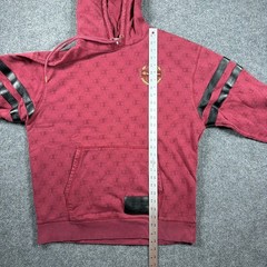 Champion Hoodie Mens Large Maroon Monogram Classic Fleece Leather Stripe