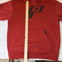 Polaris Men’s Red Pullover Hoodie L Fleece Graphic Logo Kangaroo Pocket