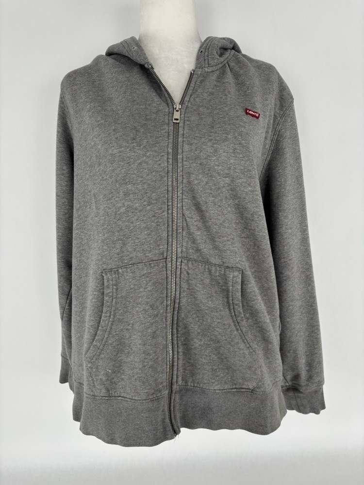 Levi’s Gray Logo Full Zip Front Pocketed Hooded Sweatshirt Men’s Size Medium