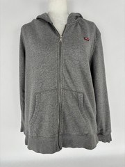 Levi’s Gray Logo Full Zip Front Pocketed Hooded Sweatshirt Men’s Size Medium
