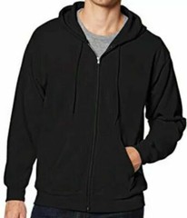 Hanes Full Zip Front Hoodie Sweatshirt Mens Size XL Gray-Black Solid Long Sleeve
