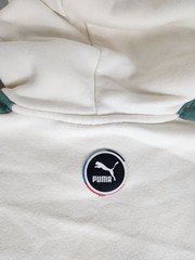 PUMA Logo Colorblock Pullover Fleece Hoodie w/ Pockets White Men Size S